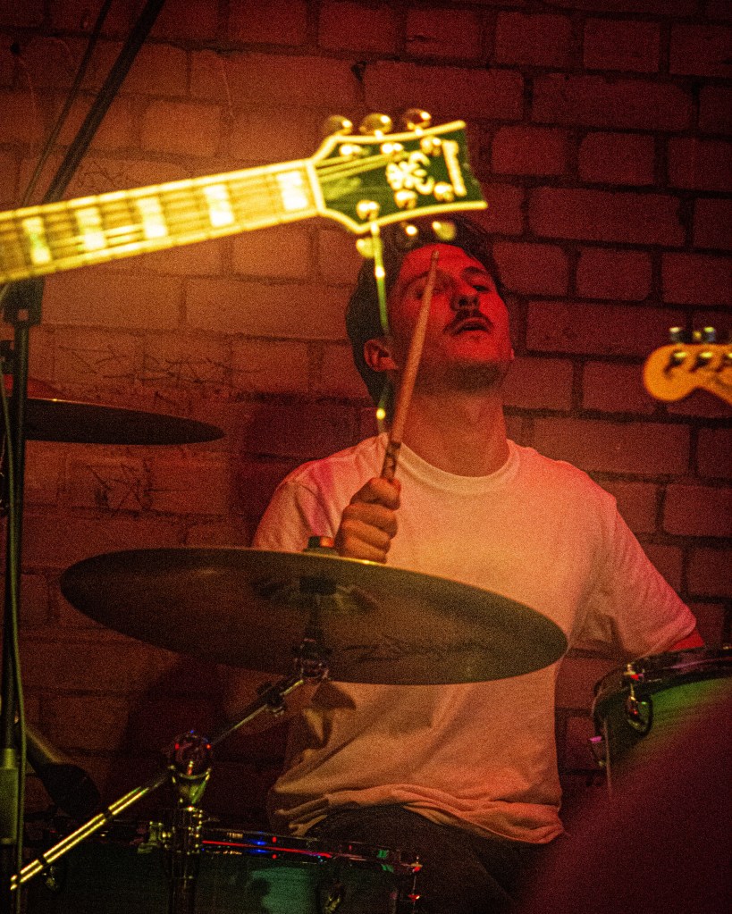 Adam Hollick playing Drums at the Night Owl, 2025.